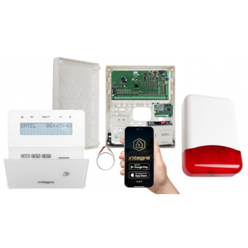 ZESTAW ALARMOWY SATEL INTEGRA 64 + INT-KLFR-W + OPU-3P + AWT682 + 17Ah + INT-GSM LTE + SYRENA TI700